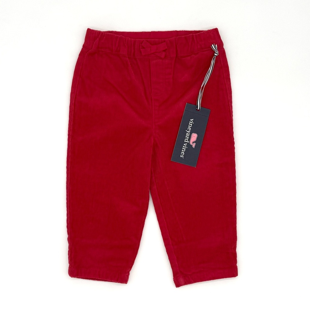 NWT Vineyard Vines Baby Unisex Christmas Pull On Corduroy Pants in Red 6-12M
